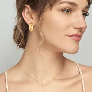 14K Gold Plated Wide Twisted Hoop Earrings thumbnail 1