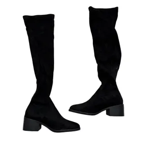 Steve Madden Georgette Black Over The Knee Stretch Boots Block Heel Size 6M thumbnail 2