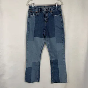 American Eagle 90s Bootcut Jeans Womens 4 Patchwork Multi Blue Denim Grunge thumbnail 2