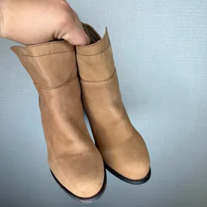 Santa Fe Boot Co Womens Tan Leather Ankle Boots Block Heel SFW112 Size 10M thumbnail 2