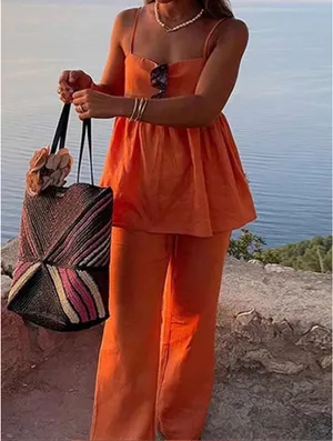 SHEIN orange tank and pant set thumbnail 5