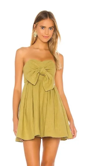 Lovers + Friends Strapless Olive Bow Mini Dress thumbnail 1