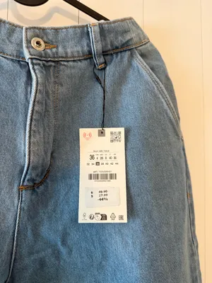 NWT Zara Light Blue High-Rise Relaxed Carrot style Jeans thumbnail 4