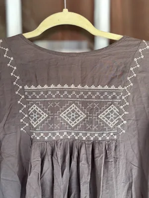 Monoreno Women's Large Brown Southwestern Embroidered Peasant Boho Tunic Top thumbnail 5