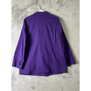 Theory Amethyst Eco Crunch Wash Purple Linen Blend Double Breasted Blazer 10 thumbnail 3