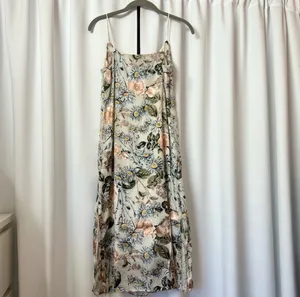 New Summer Floral Print Satin Barbie Sleeveless Midi Dress Size Medium thumbnail 10
