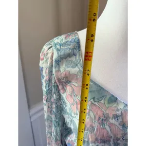 LoveShackFancy Floral Smocked Midi Dress Blue Pink Ruffle Size M thumbnail 6