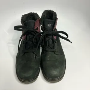 Cat Women’s Fret Faux Fur black & maroon‎ leather boots size 8.5 thumbnail 5