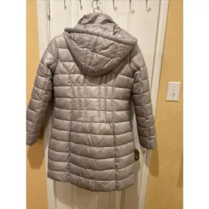 Guess Womens M Puffer Grey Hooded Jacket Black Size M thumbnail 7