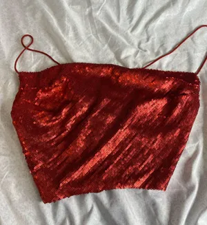 zara sequin red top  thumbnail 1