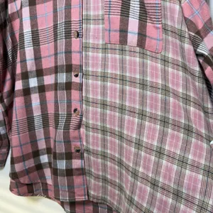 Vanilla Bay‎ Women Button Front Shirt Flannel Pink Brown Patchwork Cabin Western thumbnail 5