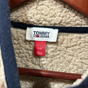 Tommy Hilfiger Tommy Jeans Cropped 1/4 Button Pullover Large Y2K Streetwear Adjustable Waist thumbnail 3