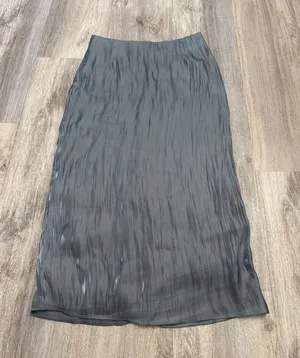 Urban Outfitters Grey Crinkled Midi Skirt Back Slit Size 8 Steel Grey Textured thumbnail 1