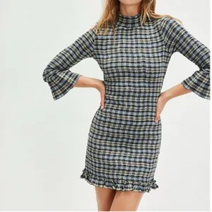 Free People Sage Autumn Chill Plaid Mini Dress Size Small thumbnail 6