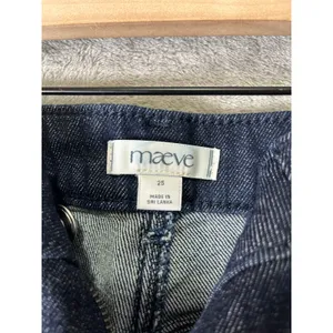 Maeve Bow Peep High Rise Flare‎ Jeans Dark Wash Bow Detail Suede 25 Cool Girl thumbnail 6