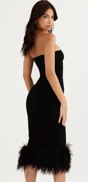 House Of CB Fionula Black feather trim dress thumbnail 7