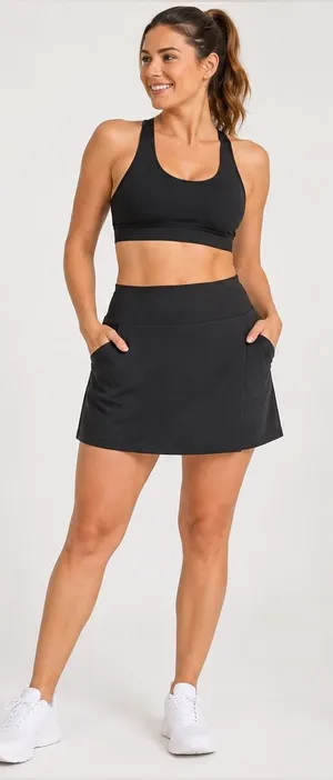 Walter Hagen Womens Athletic Golf‎ Skort Set 2pc Black White Performance Large thumbnail 1