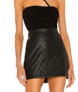Revolve Quilted Leather Skirt thumbnail 3