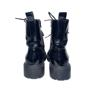 Maurices Harley Combat Boots Faux Patent Leather Lace-up Moto thumbnail 8