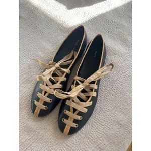 MAEVE Contrast Black Lace Up Ballet Flats Size 41 thumbnail 5