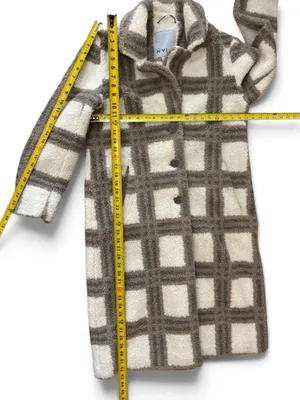 NVLT Cream and Brown Plaid Faux-Shearling Teddy Coat Size Medium thumbnail 15