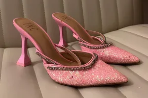 International Concepts Sparkly Pink Pointy Heels Rhinestones Barbie birthday heels Valentine’s Day shabby chic thumbnail 2