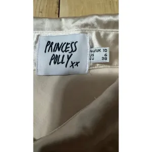 Princess Polly Champagne Satin Button Down Blouse‎ Long Sleeve Beige Size 6 thumbnail 2