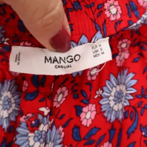 Mango Maxi Skirt Womens S Casual Red Floral Tiered Bohemian Long Excellent thumbnail 2