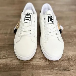 White & Black Women’s Casual Sneakers with Tassel Embellishment Size 7 US thumbnail 1