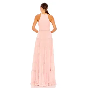 Mac Duggal Light Pink Tiered A-Line Halter Sleeveless Formal Maxi Gown Size 14 thumbnail 2