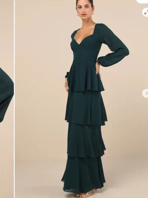 LULU's Elegant Sexy Sophisticated Long Sleeve Romantic Flowy Bridesmaid Maxi thumbnail 3