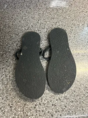 UGG Women's Tan Leather Flip Flops with Black Braided Straps thumbnail 2
