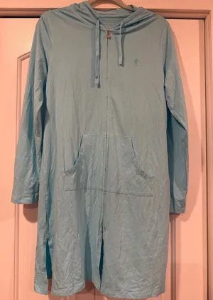 Coolibar Women's Cabana Hooded‎ Swim Cover-Up - Blue small thumbnail 1