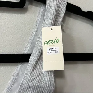 Aerie Lace Waffle Longline Bralette in Light Gray Size S New with Tags thumbnail 9