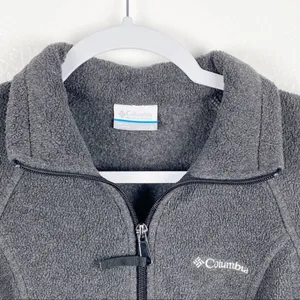 COLUMBIA Charcoal Gray Fleece Full Zipper Jacket Small Casual Outerwear Neutral thumbnail 6