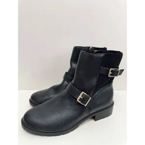 Anne Klein‎ Boots Size 10.5 Black Block Heel Almond Toe Buckle Detail NEW thumbnail 4