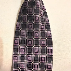 Pronto Uomo Silk Tie Men's Grey Purple Designer Necktie Office Geometric Carrier thumbnail 2