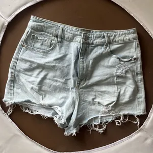 PacSun Light Blue Distressed Denim Cutoff Shorts thumbnail 1