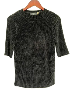 Tahari Women's Short Sleeve Velvety Crewneck Sweater Size Small thumbnail 1