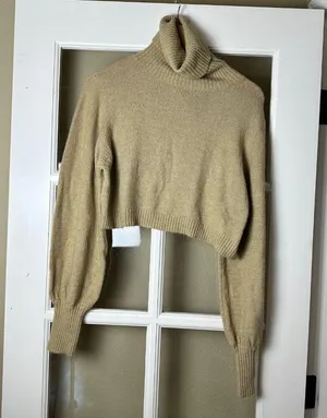 Princess Polly Zahara Cropped Turtleneck Sweater Beige - 4 thumbnail 4