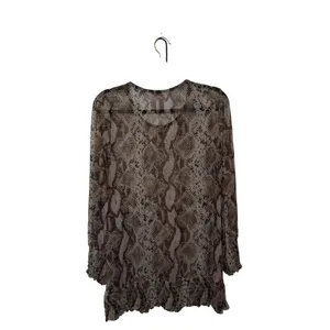 Realize 1X Animal Print Ruffle Cuff Sleeve Tunic Boho Chic Blouse Whimsigoth thumbnail 2
