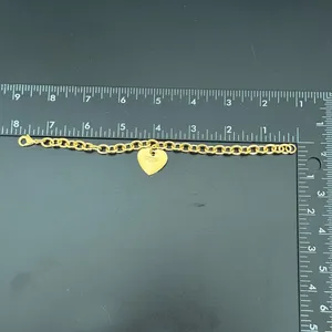 EDFORCE Gold Stainless Steel Heart Charm Link Bracelet 19g. thumbnail 8