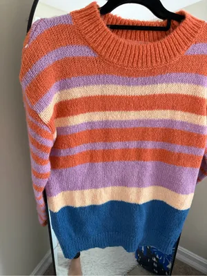 O'Neill Striped Crewneck Sweater in Orange, Lavender & Blue thumbnail 2