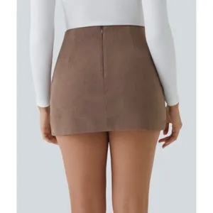 Halara AuraCord Cloud Brown Corduroy Skirt with Built-in Shorts Women M Long NWT thumbnail 7