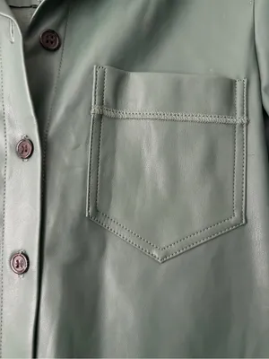 Mango Green Short Sleeve Leather Shirt Dress thumbnail 3