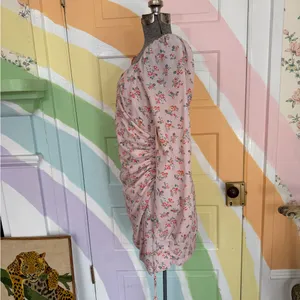 NWT Altar’d State Floral Side Ruche Puff Sleeve Mini Dress Sz Med 🍄 thumbnail 3
