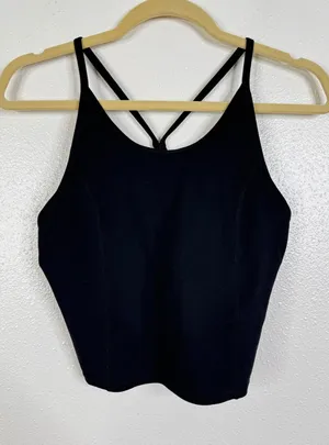 Sweaty Betty Stamina Workout Tank Top Black Built In Bra Crop SB5461 Size M thumbnail 1