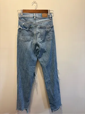 American Eagle 000 Highest Rise Baggy Straight Distressed Ripped Jeans Y2K thumbnail 5