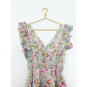 Love The Label Mini Dress Small Pink Green Ines Floral Printed Tiered Ruffle thumbnail 5