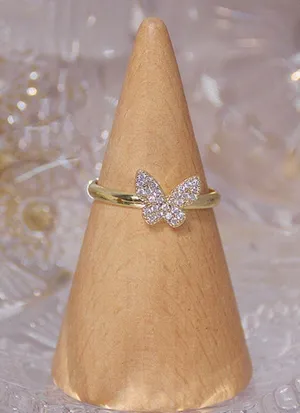18K Gold Plated Adjustable Gold Butterfly Ring for Women thumbnail 2